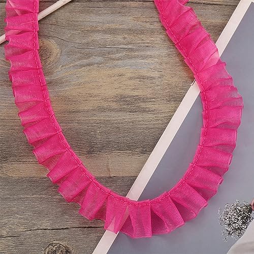 10 Yards 2.5 cm Spitzenband Gerafftes Rüschen Spitzenborte Elastisches Stoff Spitzenbesatz,Vintage Spitze-Borten Deko,für DIY Nähen Handwerk Hochzeit Deko Scrapbooking Geschenkverpackung,Rosenrot von Wambere