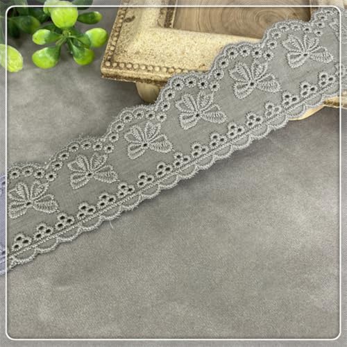 10 Yards 4cm Breite Baumwolle Spitzenband Vintage Häkelband Spitzenstoff Spitzenborte Spitzenbesatz Dekoband Zierband für Nähen DIY Handwerk Hochzeit Deko Scrapbooking Geschenkbox,Grau von Wambere
