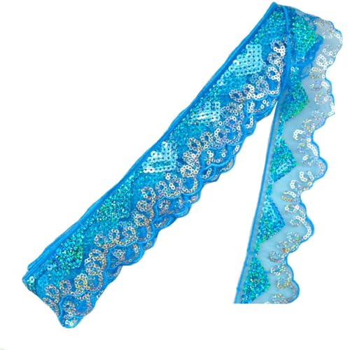 10 Yards Glitzer Pailletten Spitzenbänder, Paillettenband Elastizität Spitzenborte Spitzenband Vintage Zierband Spitze Blume Borte für DIY Nähen Kostüme Handwerk Deko,Himmelblau 10 Yards Glitzer Pailletten Spitzenbänder, Paillettenband Elastizität Spitzenborte Spitzenband Vintage Zierband Spitze Blume Borte für DIY Nähen Kostüme Handwerk Deko,Himmelblau von Wambere