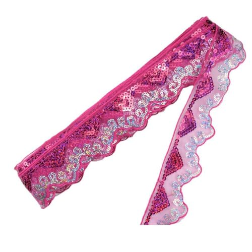 10 Yards Glitzer Pailletten Spitzenbänder, Paillettenband Elastizität Spitzenborte Spitzenband Vintage Zierband Spitze Blume Borte für DIY Nähen Kostüme Handwerk Deko,Rosenrot 10 Yards Glitzer Pailletten Spitzenbänder, Paillettenband Elastizität Spitzenborte Spitzenband Vintage Zierband Spitze Blume Borte für DIY Nähen Kostüme Handwerk Deko,Rosenrot von Wambere