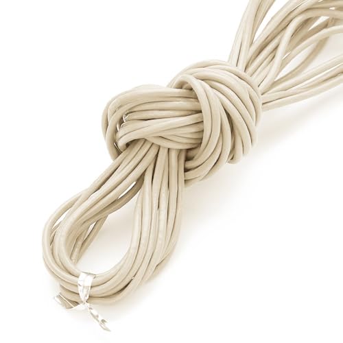10 Yards Lederseil Durchmesser 1mm Lederband Buntes rundes Echtlederseil Lederschnur Lederkordel Geflochtenes Lederband für DIY Basteln Handwerk Armband Halskette SchmuckherstellungBeige von Wambere
