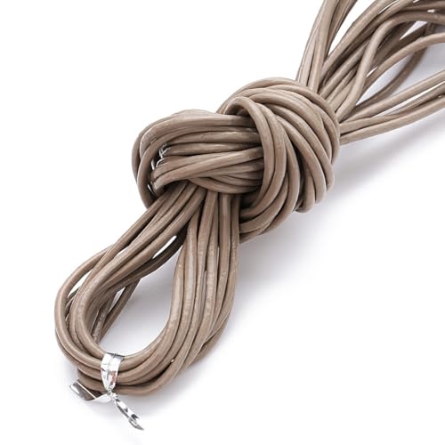 10 Yards Lederseil Durchmesser 3mm Lederband Buntes rundes Echtlederseil Lederschnur Lederkordel Geflochtenes Lederband für DIY Basteln Handwerk Armband Halskette SchmuckherstellungBeige von Wambere
