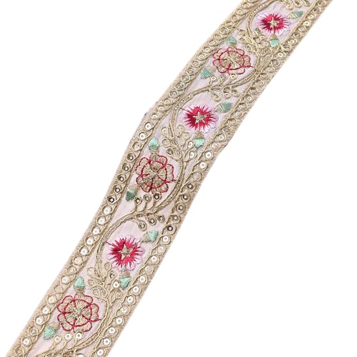 10 Yards x 4cm Besticktes Spitzenband Gesticktes Blumen Spitzenborte Spitzenbordüre Spitzenbesatz Zierband Dekoband Spitzen Borten Bänder für DIY Nähen Handwerk Kleidungsdekoration,Rosa von Wambere