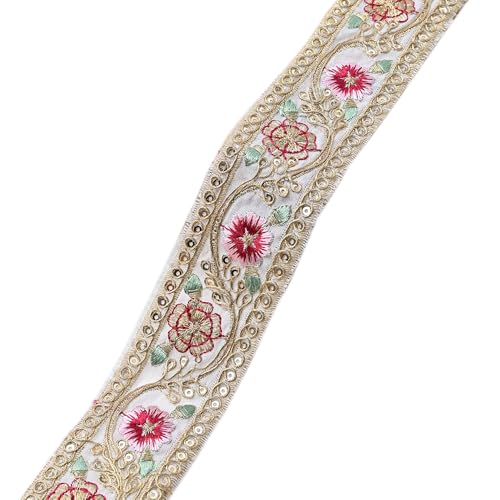 10 Yards x 4cm Besticktes Spitzenband Gesticktes Blumen Spitzenborte Spitzenbordüre Spitzenbesatz Zierband Dekoband Spitzen Borten Bänder für DIY Nähen Handwerk Kleidungsdekoration,Weiß von Wambere