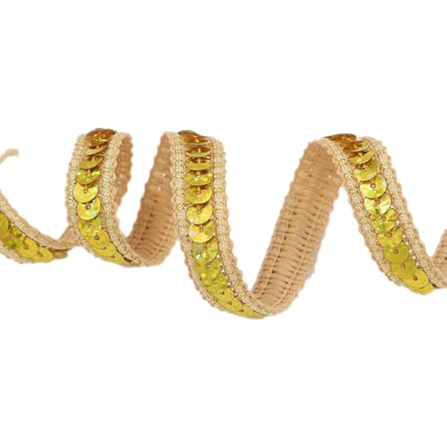 10 m x 12mm Paillettenband Pailletten Bänder Paillettenspitze Paillettenbesatz Glänzende Geflochten Paillettenborte Dekoband Zierband für DIY NäHen Handwerk Kleidungsdekoration,Gold B 10 m x 12mm Paillettenband Pailletten Bänder Paillettenspitze Paillettenbesatz Glänzende Geflochten Paillettenborte Dekoband Zierband für DIY NäHen Handwerk Kleidungsdekoration,Gold B von Wambere