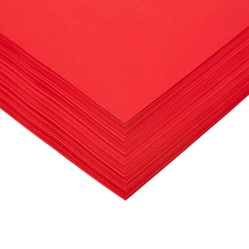 100 Blatt A4 Tonpapier Bunt Universal-Papier Farbigen Kopierpapier Papier Blatt Kopierpapier Buntpapier für DIY Kunst Handwerk Dekorieren,Rot von Wambere