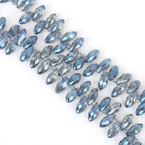 100 Stück 6x12mm Facettierte Perlen Glasperlen,Glitzerperlen Bunte Perlen für Armbänder für Basteln Schmuckherstellung DIY Halsketten, Armbänder Ohrringe,Dunkelblau von Wambere