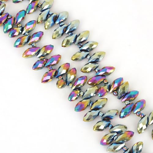 100 Stück 6x12mm Facettierte Perlen Glasperlen,Glitzerperlen Bunte Perlen für Armbänder für Basteln Schmuckherstellung DIY Halsketten, Armbänder Ohrringe,Farbe von Wambere