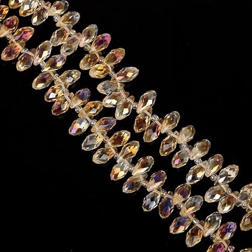 100 Stück 6x12mm Facettierte Perlen Glasperlen,Glitzerperlen Bunte Perlen für Armbänder für Basteln Schmuckherstellung DIY Halsketten, Armbänder Ohrringe,Gold-Champagner von Wambere