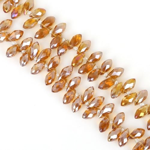 100 Stück 6x12mm Facettierte Perlen Glasperlen,Glitzerperlen Bunte Perlen für Armbänder für Basteln Schmuckherstellung DIY Halsketten, Armbänder Ohrringe,Golden von Wambere
