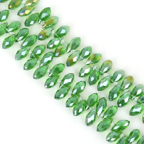 100 Stück 6x12mm Facettierte Perlen Glasperlen,Glitzerperlen Bunte Perlen für Armbänder für Basteln Schmuckherstellung DIY Halsketten, Armbänder Ohrringe,Gras-Grün von Wambere