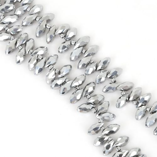 100 Stück 6x12mm Facettierte Perlen Glasperlen,Glitzerperlen Bunte Perlen für Armbänder für Basteln Schmuckherstellung DIY Halsketten, Armbänder Ohrringe,Silber von Wambere