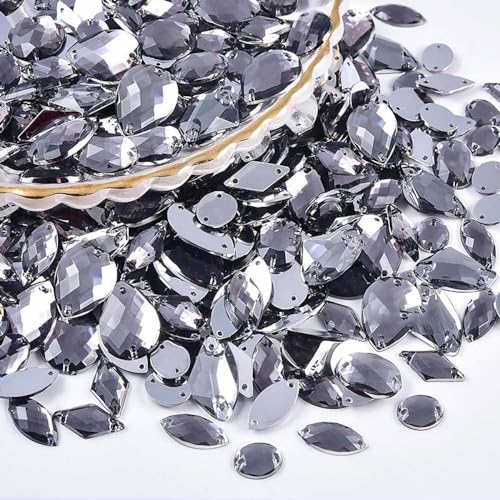 100 Stück Glitzersteine zum Annähen,Acrylsteine Strasssteine zum Handnähen,Verschiedene Formen 4-30 mm Flache Strasssteine,für DIY Handwerk Kleidungsdekoration Nailart Zubehör,Grau 100 Stück Glitzersteine zum Annähen,Acrylsteine Strasssteine zum Handnähen,Verschiedene Formen 4-30 mm Flache Strasssteine,für DIY Handwerk Kleidungsdekoration Nailart Zubehör,Grau von Wambere