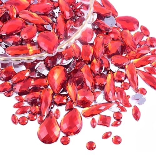 100 Stück Glitzersteine zum Annähen,Acrylsteine Strasssteine zum Handnähen,Verschiedene Formen 4-30 mm Flache Strasssteine,für DIY Handwerk Kleidungsdekoration Nailart Zubehör,Rot 100 Stück Glitzersteine zum Annähen,Acrylsteine Strasssteine zum Handnähen,Verschiedene Formen 4-30 mm Flache Strasssteine,für DIY Handwerk Kleidungsdekoration Nailart Zubehör,Rot von Wambere