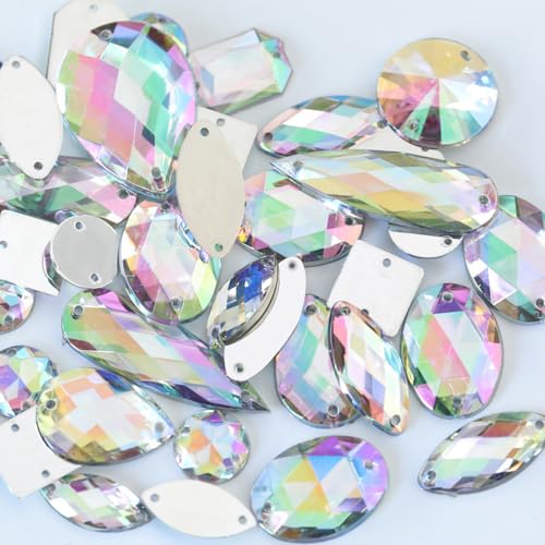 100 Stück Glitzersteine zum Annähen,Acrylsteine Strasssteine zum Handnähen,Verschiedene Formen 4-30 mm Flache Strasssteine,für DIY Handwerk Kleidungsdekoration Nailart Zubehör,Weiß AB 100 Stück Glitzersteine zum Annähen,Acrylsteine Strasssteine zum Handnähen,Verschiedene Formen 4-30 mm Flache Strasssteine,für DIY Handwerk Kleidungsdekoration Nailart Zubehör,Weiß AB von Wambere
