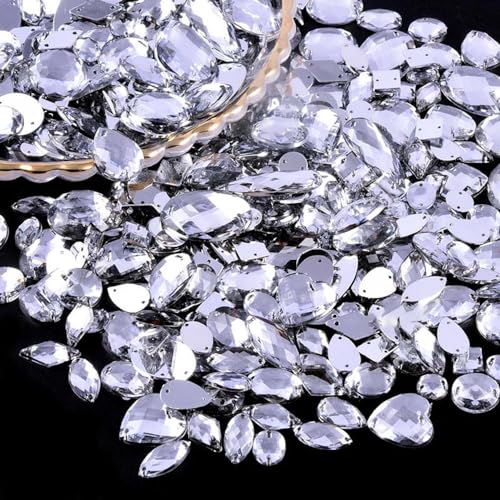 100 Stück Glitzersteine zum Annähen,Acrylsteine Strasssteine zum Handnähen,Verschiedene Formen 4-30 mm Flache Strasssteine,für DIY Handwerk Kleidungsdekoration Nailart Zubehör,Weiß 100 Stück Glitzersteine zum Annähen,Acrylsteine Strasssteine zum Handnähen,Verschiedene Formen 4-30 mm Flache Strasssteine,für DIY Handwerk Kleidungsdekoration Nailart Zubehör,Weiß von Wambere