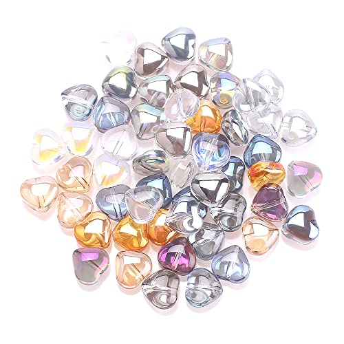 100 Stück Herz Bunte Glasperlen Simulierter Kristall Perlen Glasperle Kügelchen Kristall Glas Perlen für Handwerk Armband Schmuck Ringen Halsketten Geschenk 8mm,Mischfarbe von Wambere