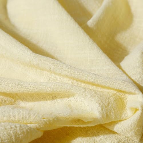 100cm x 130cm Stoffe Stoff aus Baumwolle und Leinen,Dünner Leinenstoff,Stoff Fabric Meterware,Fabric zum Nähen,Dekostoff für DIY Basteln Kleidungsdekoration Tischdekoration,Hellgelb von Wambere