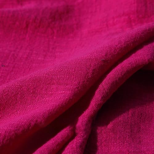 100cm x 130cm Stoffe Stoff aus Baumwolle und Leinen,Dünner Leinenstoff,Stoff Fabric Meterware,Fabric zum Nähen,Dekostoff für DIY Basteln Kleidungsdekoration Tischdekoration,Rosenrot von Wambere