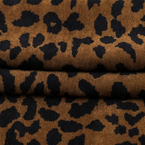 100x150cm Cordstoff,Stoff Meterware mit Leopardenmuster Geparden Bedruckter Polsterstoff Dekostoff Zum Nähen Von Kleidung und Zum Basteln,Polster und Wohnaccessoires,Hosen Jacken Kleider,Dunkelgelb von Wambere