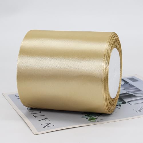 10cm x 22M Band Satinband Geschenkband Schleifenband Ribbon Satinbänder Stoffband Dekoband für DIY Basteln Geschenkverpackung Hochzeit Party Geburtstag Weihnachten Dekoration,Helles Champagnergold 10cm x 22M Band Satinband Geschenkband Schleifenband Ribbon Satinbänder Stoffband Dekoband für DIY Basteln Geschenkverpackung Hochzeit Party Geburtstag Weihnachten Dekoration,Helles Champagnergold von Wambere