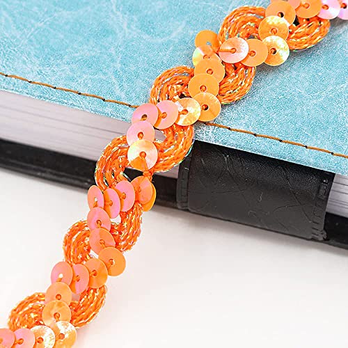 10m*6mm Pailletten Bänder Farbiges Glitzer Paillettenband Borten Rolle,Paillettenbesatz Applikation Paillettenband Stretch Paillettenbesatz,für Schmuckherstellung,Bandherstellung,Kostüme,Orange 10m*6mm Pailletten Bänder Farbiges Glitzer Paillettenband Borten Rolle,Paillettenbesatz Applikation Paillettenband Stretch Paillettenbesatz,für Schmuckherstellung,Bandherstellung,Kostüme,Orange von Wambere