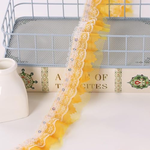 10m x 5cm Spitzenband Rüschenspitze Rüschenband Spitzenbordüre Spitzenborte Zierband Dekoband Spitzen Borten Bänder für DIY Nähen Basteln Kleidung Unterwäsche Dessous Hochzeitskleid,Gelb 10m x 5cm Spitzenband Rüschenspitze Rüschenband Spitzenbordüre Spitzenborte Zierband Dekoband Spitzen Borten Bänder für DIY Nähen Basteln Kleidung Unterwäsche Dessous Hochzeitskleid,Gelb von Wambere