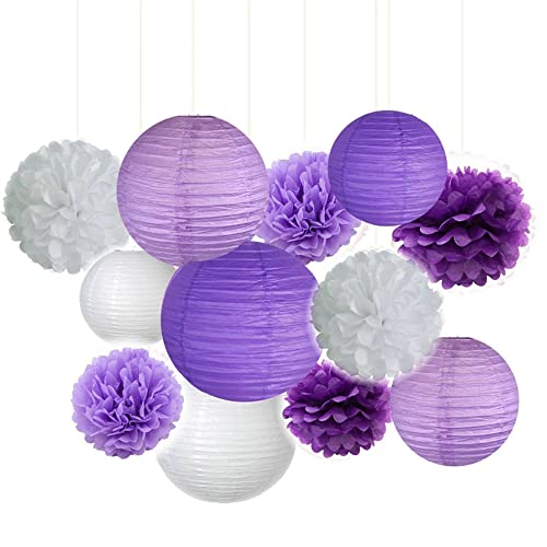 12 Stück Seidenpapier Pompoms und Wabenbälle Dekorpapier Kit für Geburtstag Hochzeit Baby Dusche Parteien Hauptdekorationen,Pompons deko,konfetti wabenbälle deko,Lila A 12 Stück Seidenpapier Pompoms und Wabenbälle Dekorpapier Kit für Geburtstag Hochzeit Baby Dusche Parteien Hauptdekorationen,Pompons deko,konfetti wabenbälle deko,Lila A von Wambere