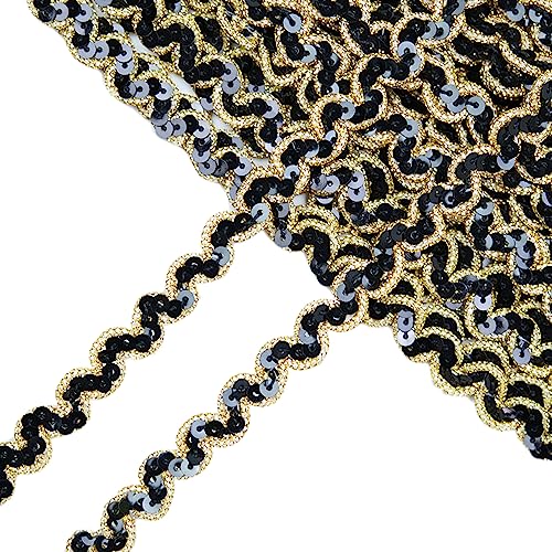 13 m 1cm Breite Paillettenspitze,Glänzendes Geflochten Zierband Paillettenband Glitzer Borte aus Dekoband Zierband Geschenkband Bortenband für DIY NäHen KostüMe Handwerk Verzierungen,Schwarz 13 m 1cm Breite Paillettenspitze,Glänzendes Geflochten Zierband Paillettenband Glitzer Borte aus Dekoband Zierband Geschenkband Bortenband für DIY NäHen KostüMe Handwerk Verzierungen,Schwarz von Wambere