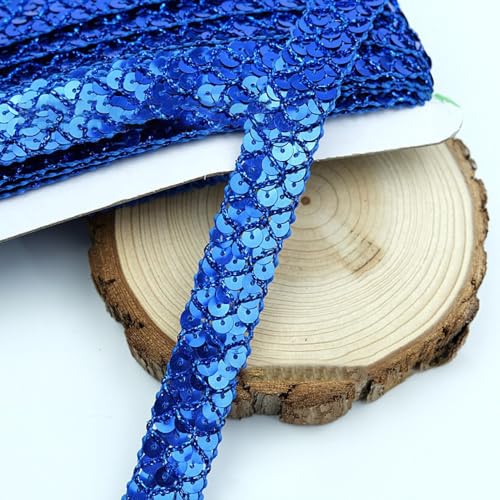 13 m 2cm Breite Paillettenband Nicht Elastische Paillettenspitze Glitzer Zierband Paillettenborte Pailletten Besatz Paillettenbänder für DIY NäHen Handwerk Kleidungsdekoration,Blau von Wambere