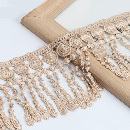 13m x 11cm Fransenband Fransenborte Bestickte Spitzeband Fransen Quasten Trim Spitzenborte Dekoband Zierband für DIY Basteln Hochzeit Nähzubehör Vorhang Bühnen Kleidungsdekoration,Beige 13m x 11cm Fransenband Fransenborte Bestickte Spitzeband Fransen Quasten Trim Spitzenborte Dekoband Zierband für DIY Basteln Hochzeit Nähzubehör Vorhang Bühnen Kleidungsdekoration,Beige von Wambere