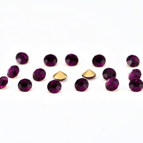 144 Stück Glas Strasssteine Bunte Strasssteine Glitzersteine Nagelkunst Strasssteine Rhinestones Lose Strass Für DIY Kunsthandwerk Nagelkunstzubehör Schmuckherstellung,Dunkelviolett,SS45（10mm） von Wambere