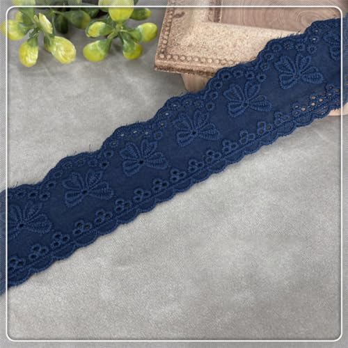 15 Yards 4cm Breite Baumwolle Spitzenband Vintage Häkelband Spitzenstoff Spitzenborte Spitzenbesatz Dekoband Zierband für Nähen DIY Handwerk Hochzeit Deko Scrapbooking Geschenkbox,Königsblau von Wambere