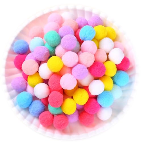 150 Stück Pompons,1.5cm Mini Pompons zum Basteln,Flauschigen Plüschbälle DIY Pompom Girlande Zubehör für Handwerk Herstellung Schmuck Weihnachten Girlande Kinderzimmer,Gemischte Farben C von Wambere