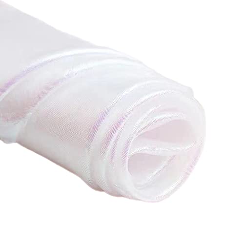 Wambere 150cmx5m Organza Stoffe,Glanz Satin Modestoff Dekostoff Kostümstoff Stoffe zum Nähen Meterware Dekorieren,Brautschleiern Hochzeitskleid Tischläufer Hochzeit Geburtstag Party Deko,Weiss von Wambere