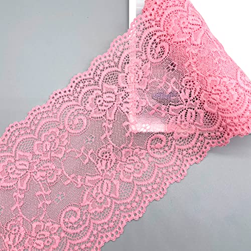 15cmx3m Elastizität Spitzenborte Spitzenband Spitzenbordüre Zierband Spitze Blume Borte für Handwerk Dessous Hochzeitskleid Hochzeit Dekor,DIY Basteln,Tischdeko,Dunkelpink von Wambere