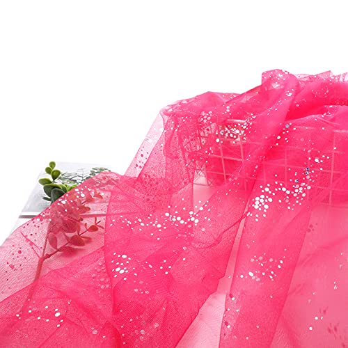160cm x 2m Tüll Stoff,Glitzer Tüll Dekostoff mit kleine Pailletten Dekostoff Tüll Stoff für Hochzeit Party Bankett Deko Handwerk Hochzeit Tischedeko Geschenk Bogen Dekostoff,Rosenrot von Wambere