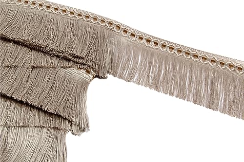 2 M 10cm Breit Quaste Fransenborte Quastenbesatz Fransenband Quastenspitze Dekoband Zierband Dekoborte für Vorhang Zubehör Nähzubehör DIY Handwerk Hochzeit Party Festival Dekoration,Beige von Wambere
