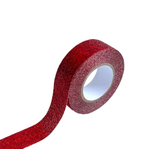 2 Rollen 15 mm x 5 m Glitter Washi Tape,Klebebänder Dekoband Selbstklebendes Klebeband zum Basteln,Bunte Glitzernde Bände,für DIY Handwerk Scrapbooking Geschenkverpackung,Rot von Wambere
