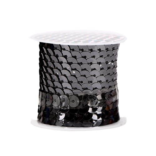 2 Rollen 6 mm x 4,5 m Pailletten Band,Pailletten Bänder Paillettenband Paillette Trim Glitzer Bort Zierband Dekoband für Nähen DIY Basteln Kleidungsdekoration Schmuckherstellung,Grau von Wambere