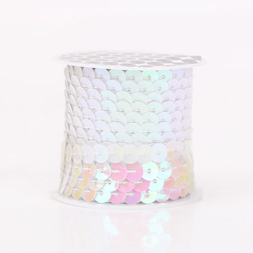 2 Rollen 6 mm x 4,5 m Pailletten Band,Pailletten Bänder Paillettenband Paillette Trim Glitzer Bort Zierband Dekoband für Nähen DIY Basteln Kleidungsdekoration Schmuckherstellung,Weiß AB von Wambere