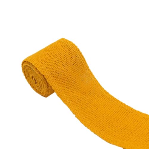 2 Rollen 6cm×2m Juteband Spitzenband Burlap Ribbon Leinenband Spitze Sackleinen Band Dekoband Geschenkband Für Weihnachten Hochzeit Geburtstag Bankett Party Geschenkverpackung Dekoration,Gelb von Wambere