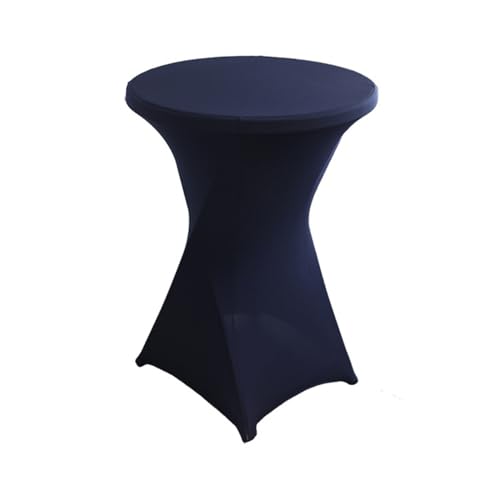 2 Stück Stretch Stehtischhussen,Stretch-Tischdecke mit Fußtaschen Spandex Elastische Cocktail Tischdecken Verstärkung im Fußbereich für Hochzeit Bankett Heim Dekor 80x110cm,Navy blau von Wambere