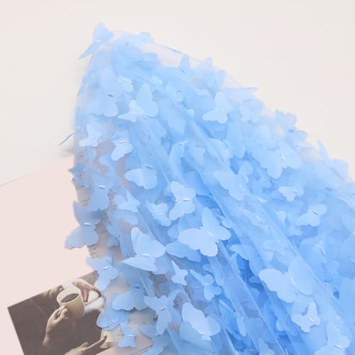 2 Yards Stickerei Schmetterling Spitze Stoff, Tüll Spitze Stoff Mesh Spitzenstof 3D Schmetterling Spitze Stoff Netz Tüll zum Nähen Basteln Vorhänge Bühne Kostüm Kleid Bekleidung,Blau 2 Yards Stickerei Schmetterling Spitze Stoff, Tüll Spitze Stoff Mesh Spitzenstof 3D Schmetterling Spitze Stoff Netz Tüll zum Nähen Basteln Vorhänge Bühne Kostüm Kleid Bekleidung,Blau von Wambere