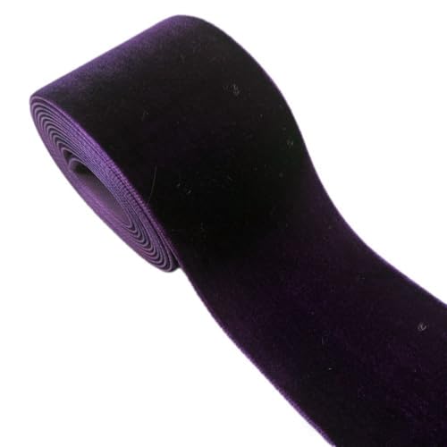 2 Yards x 5cm Einseitiges Samtband Schleifenband Bogenband Schmuckband Geschenkband Dekoband Zierband für DIY Handwerk Hochzeit Geburtstag Party Weihnachten Geschenkverpackung,Dunkles Lila von Wambere