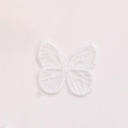 Wambere 20 Stickerei Nähen Spitze Applikationen Stickerei Schmetterling Patch,Schmetterling Stickpatches Organza Lace Appliques für Reparieren Dekorieren von Kleider Nähen Handwerk,Weiß von Wambere