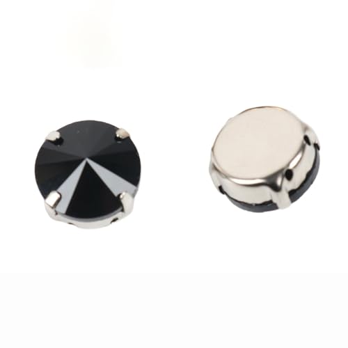 20 Stück 12mm Glitzersteine zum Annähen,Glaskristall Strasssteine ​​zum Handnähen Strasssteine mit Loch Prong Einstellung für DIY Handwerk Basteln Hochzeitsbraut Kleidungsdekoration,Schwarz von Wambere