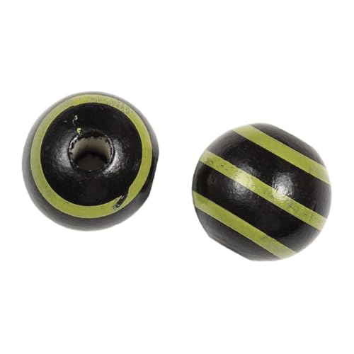 20 Stück 16mm Holzperlen Bunte Holzperlen Runde Gestreifte Holzperlen Lose Perlen mit Loch Bastelnperlen zum Auffädeln für DIY Handwerk Armbänder Halsketten Schmuckherstellung,Schwarz Gelb von Wambere