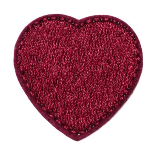 20 Stück 3.4cm x 3.3cm Herz Aufnäher Zum Aufbügeln Herzförmiger Bestickte Aufnäher,Bügelflicken Flicken zum Aufbügeln Aufnäheraufkleber für DIY Kunsthandwerk Kleidungsdekoration,Weinrot von Wambere