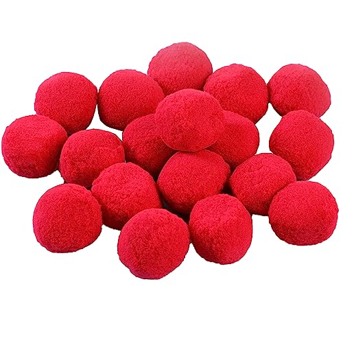 20 Stück Bunt Groß Pompons, Durchmesser 5cm Pompons zum Basteln,Elastische Pompons Plüsch Bälle,Pompons Bälle für Ostern Weihnachten Geburtstag Pompons für DIY Kreative Handwerk,Rot von Wambere